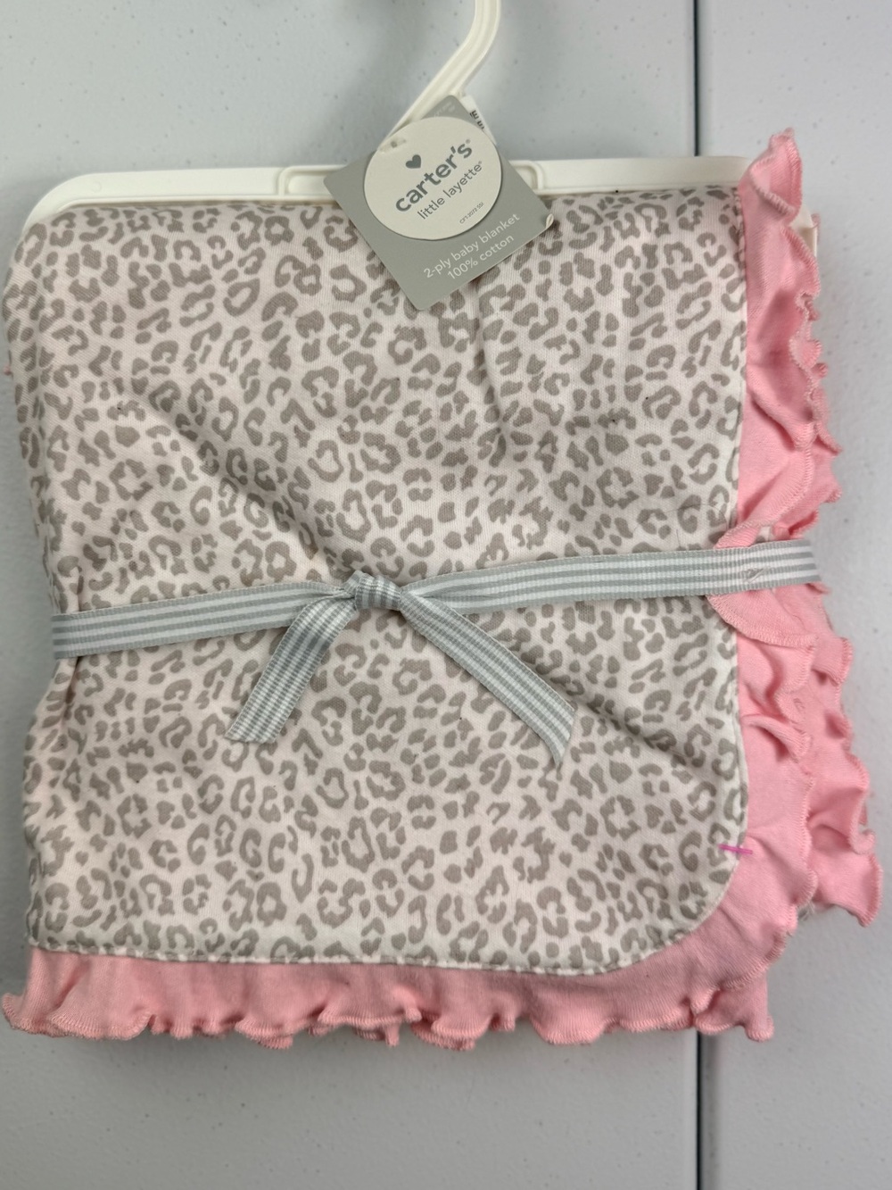 Carter's Pink Leopard Ruffle Baby Blanket
